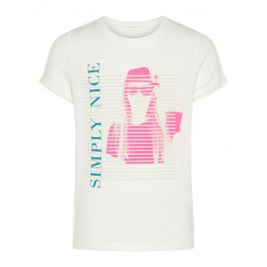 name it t-shirt giro collo b.na con stampa mod. sandy